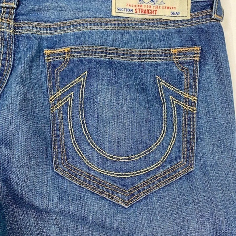 True Religion Straight Old Multi QT‎ Mens Blue Denim Jeans Size 38